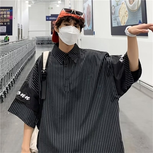 2025夏新款文艺ins简约时尚宽松翻领短袖衬衫CC752P35