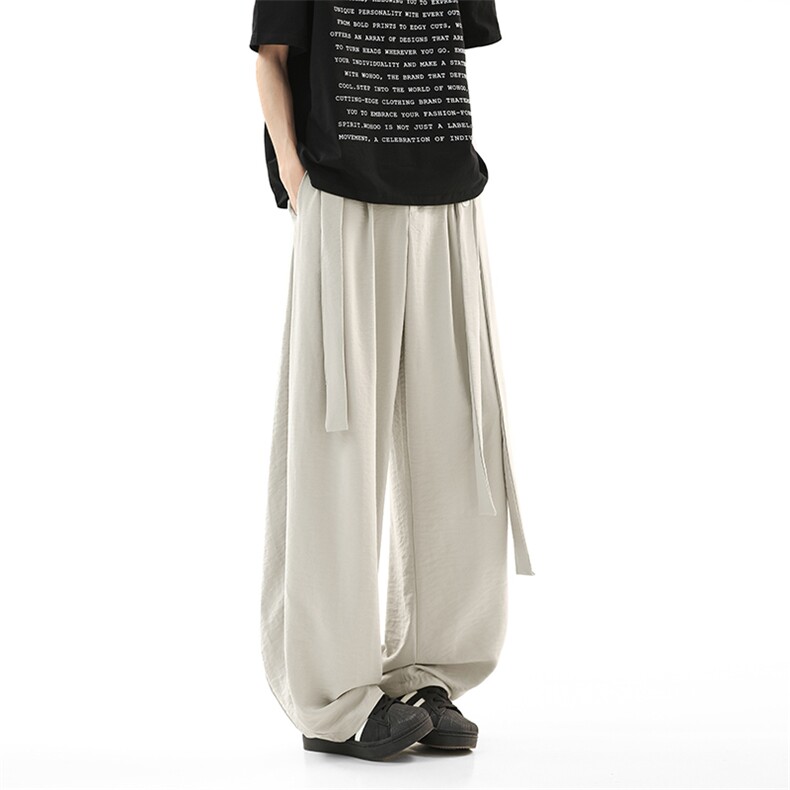无影墙垂感阔腿弯刀西裤男夏季美式飘带冰丝裤子-A2065TP45控68，男装西裤，电商B241