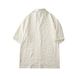 C5029/P40夏季新品西服领衬衫男个性肌理感格纹潮男宽松衬衣上衣图片