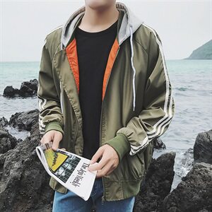 A003-927-P50  秋冬季新品拼接连帽夹克男外套韩版 港仔风图片