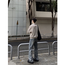 秋冬季轻奢翻领男polo衫简约纯色细条磨毛通勤针织毛衣SWM30，男装针织衫/毛衣，星座516A