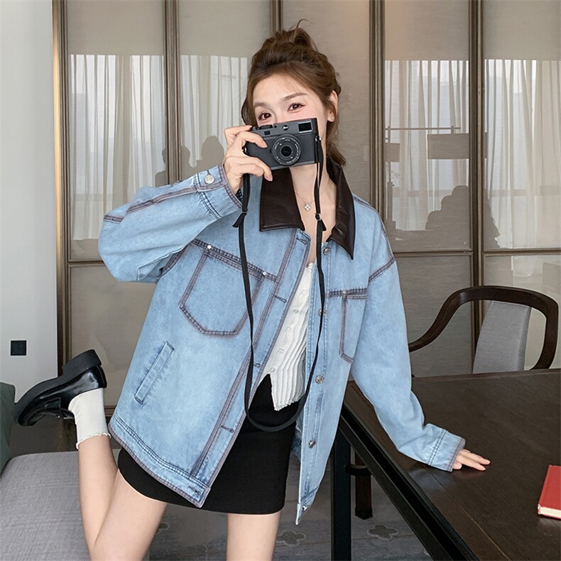 25春夏【新品】韩版拼色休闲牛仔短外套S020-P165-K218,女装短外套,2C305