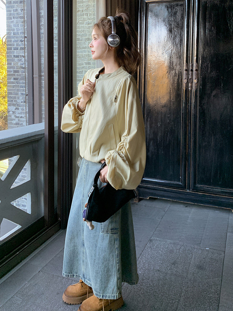 浅黄色休闲短外套女2025春季新款设计感超好看小个子百搭夹克上衣,女装短外套,浙宝192（原082）