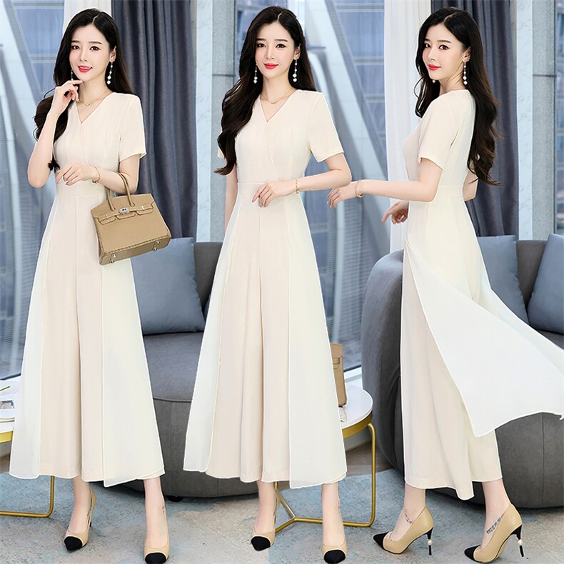 职业连体裤女2024夏季新款时尚高端名媛气质女神范收腰显瘦阔腿裤，女装连体裤，韩美纤衣