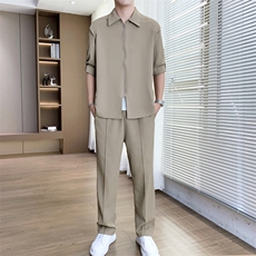 新款长袖衬衫长裤时尚休闲两件套装，男装衬衫，星座1206（原A206）