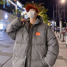 港风2025冬装格子棉衣男棉服连帽面包服棉袄外套3332-P100-控148，男装棉衣，星座207