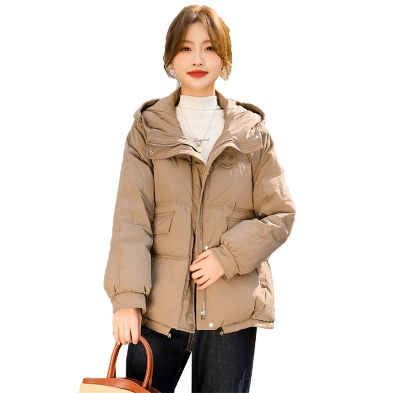 【现货】黑色短款羽绒服女冬装新款时尚洋气高级感连帽韩系白鸭绒,女装羽绒服,梦懿尔