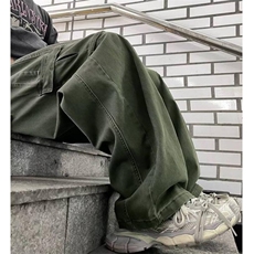 日系复古阔腿工装裤男女设计感多口袋vibe风休闲裤子~XK005-p58，男装休闲裤，星座601-2
