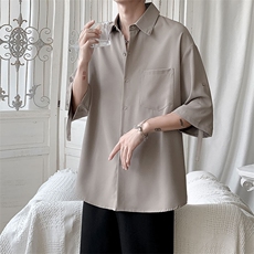 短袖衬衫男夏季新款港风宽松冰丝大码衬衣CS012-P35，男装衬衫，星座214-3
