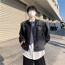 秋季新款小香风韩版设计感牛仔外套宽松直筒夹克男J706-P58，男装工装外套，星座1109-3