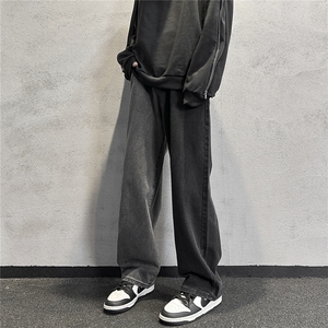 k1069-p55-控78 M-5XL 现货宽松cleanfit牛仔裤港风高阶黑暗牛仔图片