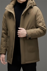 冬季男装中年90%鸭绒羽绒服外套可脱卸帽中长款中老年羽绒服大衣，男装羽绒服，钱塘723