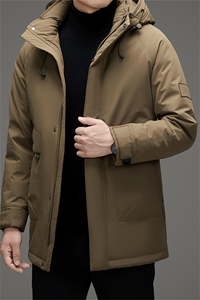 冬季男装中年90%鸭绒羽绒服外套可脱卸帽中长款中老年羽绒服大衣图片