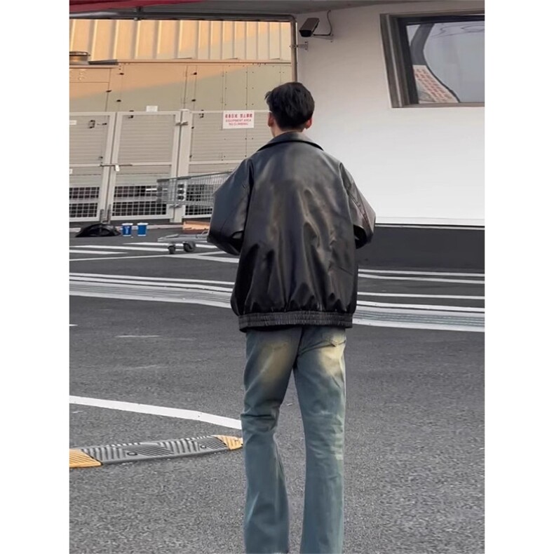 新款PU皮外套上衣ins美式复古机车风皮夹克男女帅气LJK53233-P67,男装夹克,星座1008