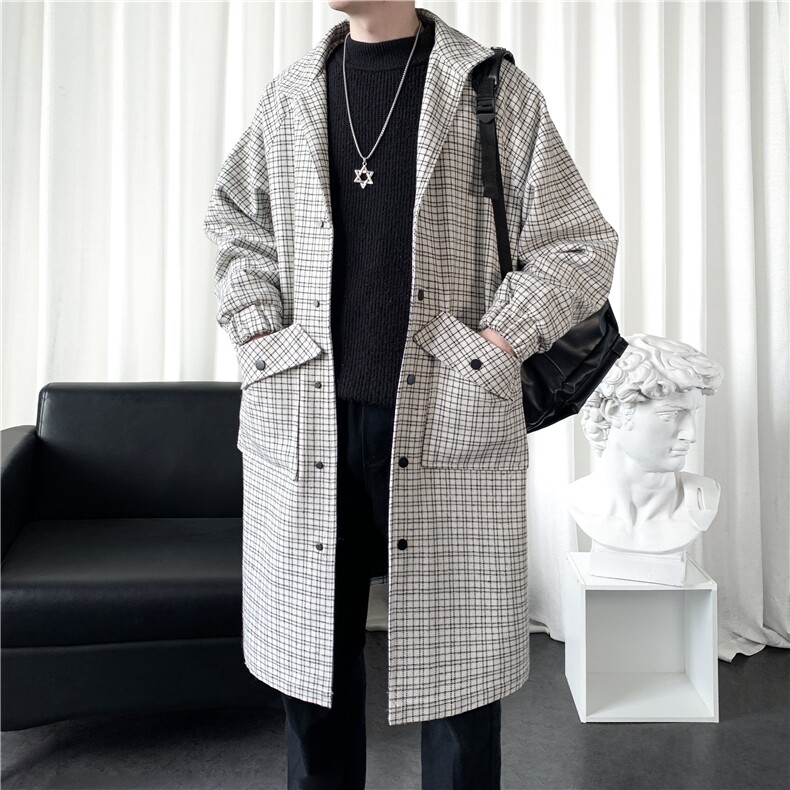 秋冬毛呢大衣男风衣男中长款小香风提花F711-P115爆景D，男装风衣，星座401