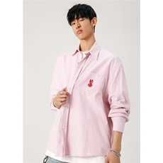 春上新牙刷绣条纹衬衣XZ609-WT2378-特P45-88，男装衬衫，星座609