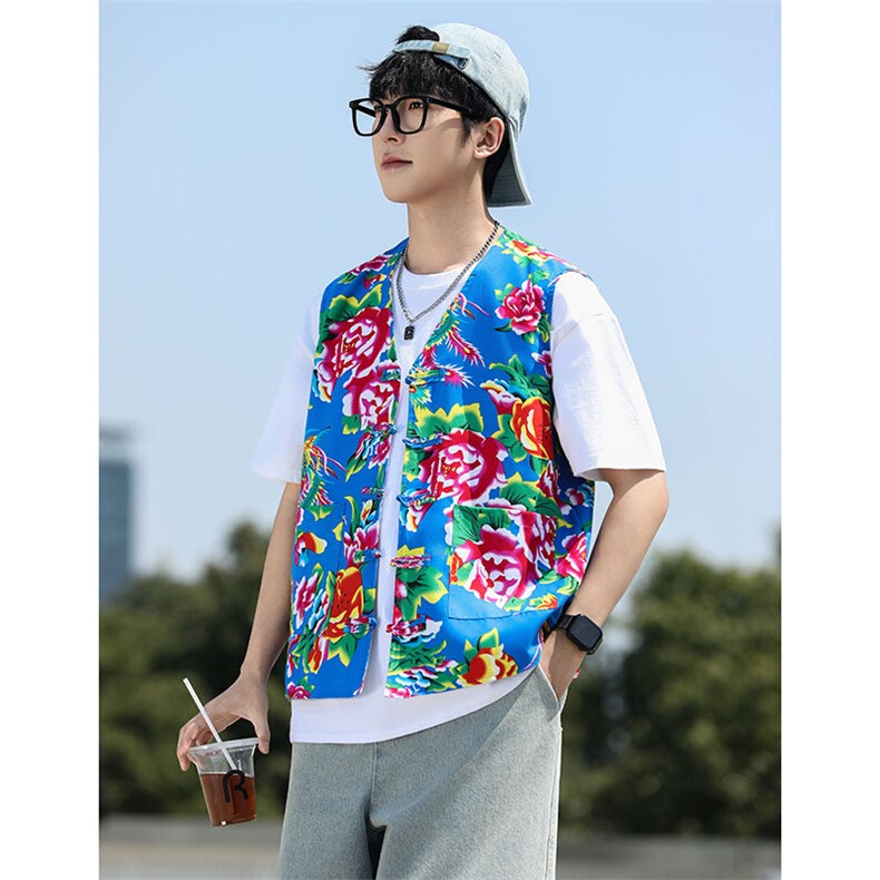 MJ002男女休闲盘口风唐装口袋马甲外套团队新中式汉服潮,男装背心/马甲,星座115A(原星座507）