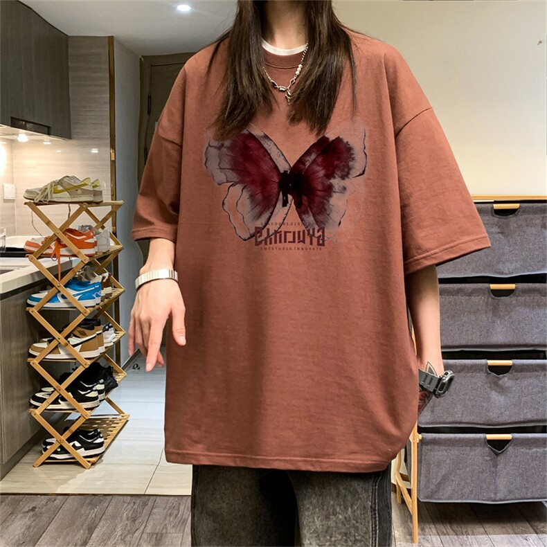 特p19控382024夏季中性风男女港风宽松纯棉体恤半袖dt426,男装T恤,电商B370