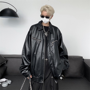 Wt8531-P65美式复古接车拉链皮衣外套图片