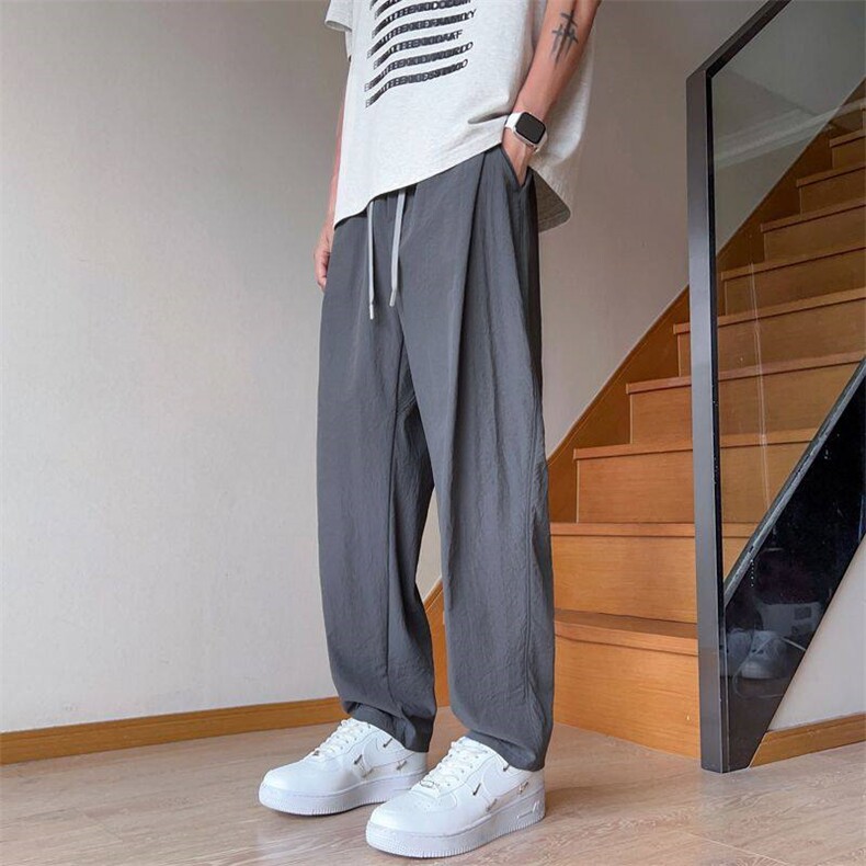 高级灰冰感休闲裤男速干垂感空调纹肌理凉感阔腿裤KG87P45,男装休闲裤,电商D325