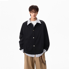 春季假两件韩系开衫卫衣条纹衬衫翻领外套男女C61308-TP4589，男装衬衫，电商A102