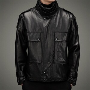 DLSN-G22077新款羽绒皮衣男头层牛皮夹克立领商务男装P1250图片