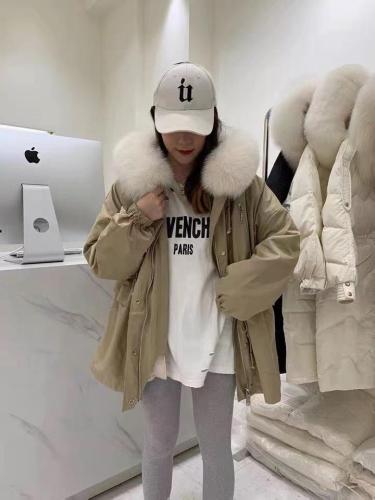 ZHG8112狐狸大毛领獭兔内胆背后拉链皮草派克服,女装皮草,L·H·X
