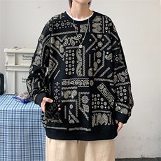 2023春季宽松休闲港风男士青少年潮牌圆领创意印花卫衣W408-P50，男装卫衣，电商A441-1