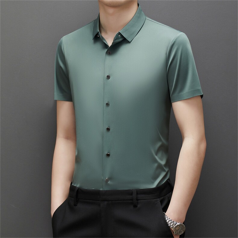 夏季新款短袖衬衫男士衬衣修身中年商务正装纯色短袖男装休闲寸衣，男装衬衫，电商B212（原钱塘6029）