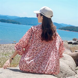 豹纹防晒衣薄款长袖短外套女春夏2022新款宽松百搭韩版洋气ins潮,女装防晒衣,可可小西