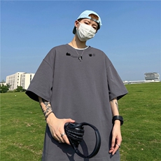 230克纯棉落肩宽松短袖白墨印花T恤B219A-T2519-P25限38，男装T恤，电商B219A