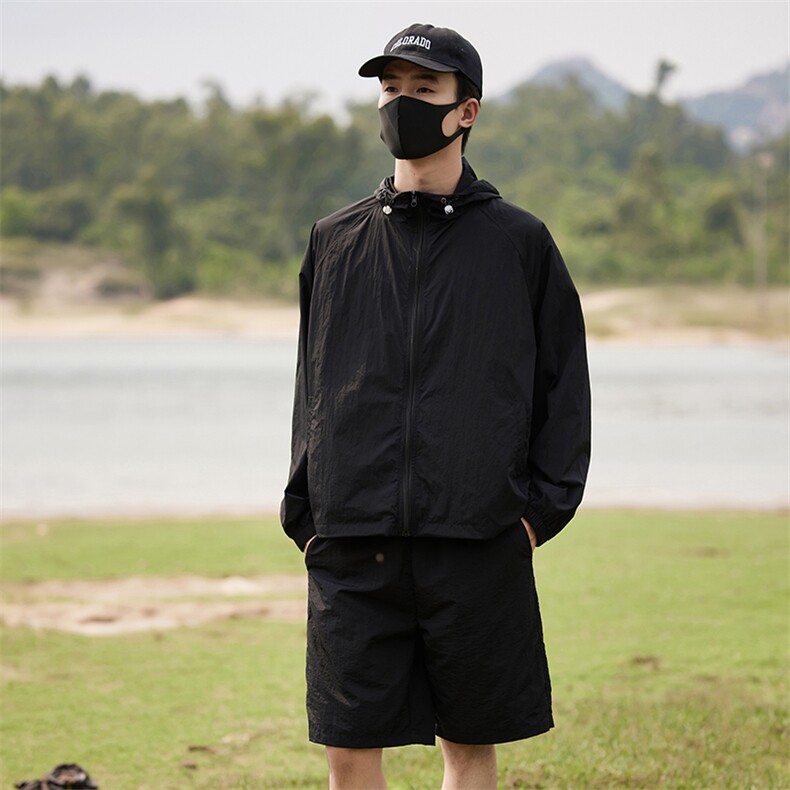 夏季薄款UPF50+防紫外线皮肤衣男宽松钓鱼防晒服套装2360-682-P55,男装休闲套装,星座1403A