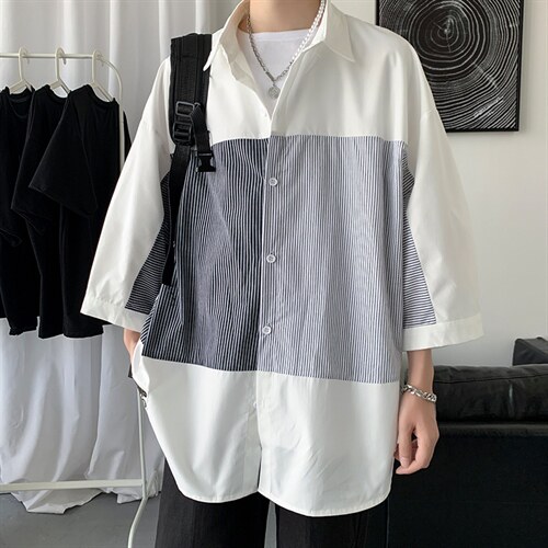 短袖衬衫夏季潮衬衣日系痞帅外套港风休闲上衣服A161-2-CT505-P45