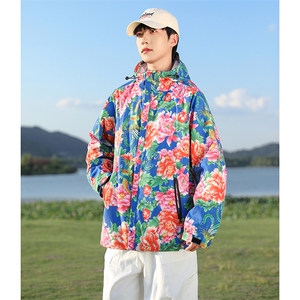 CF2男女休闲连帽夹克冲锋衣防雨水情侣装大码旅游户外团队表演出图片