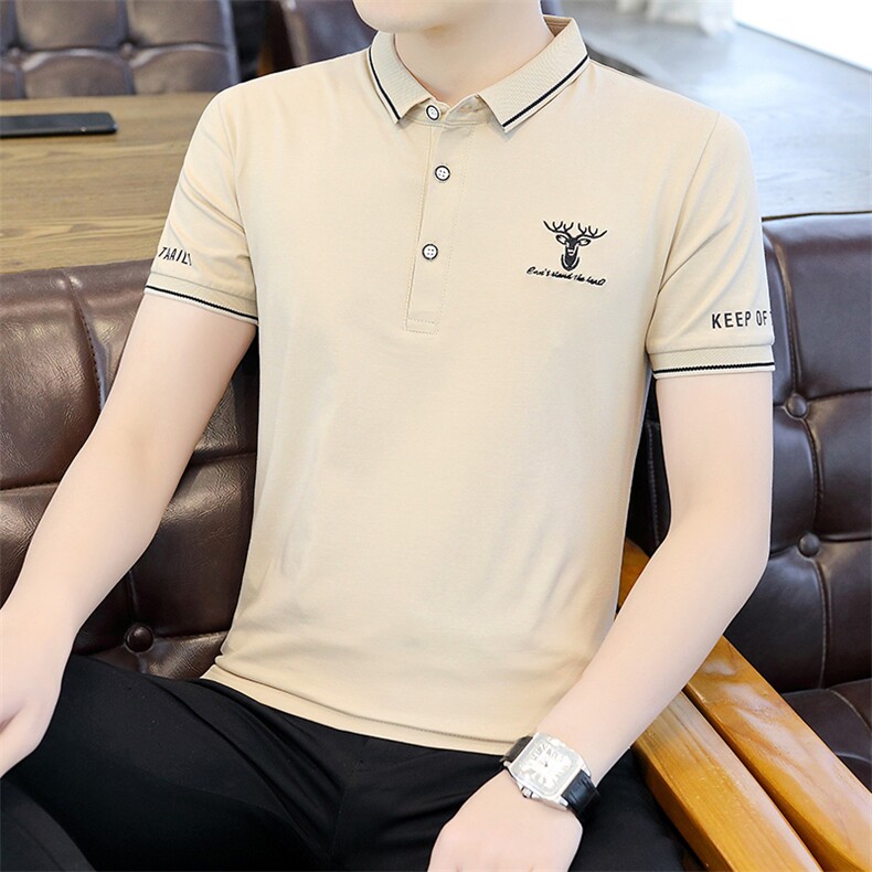 新款polo衫男短袖爸爸夏季纯色商务中年男士翻领t恤薄款宽松上衣,男装T恤,电商B212（原钱塘6029）