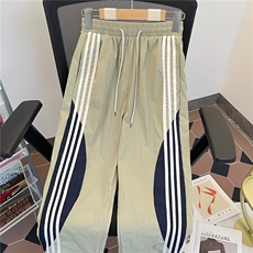 男士冲锋裤子美式速干条纹运动裤潮流ins宽松休闲长裤DK22/P40，男装休闲裤，星座506
