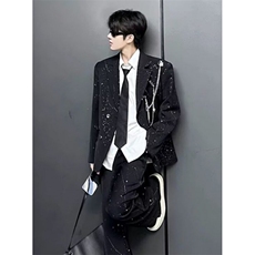 星空烫金西装男夜店发型师秋冬季垫肩高端西服外套XZ117，男装西服套装，星座1116A（原606A-3）