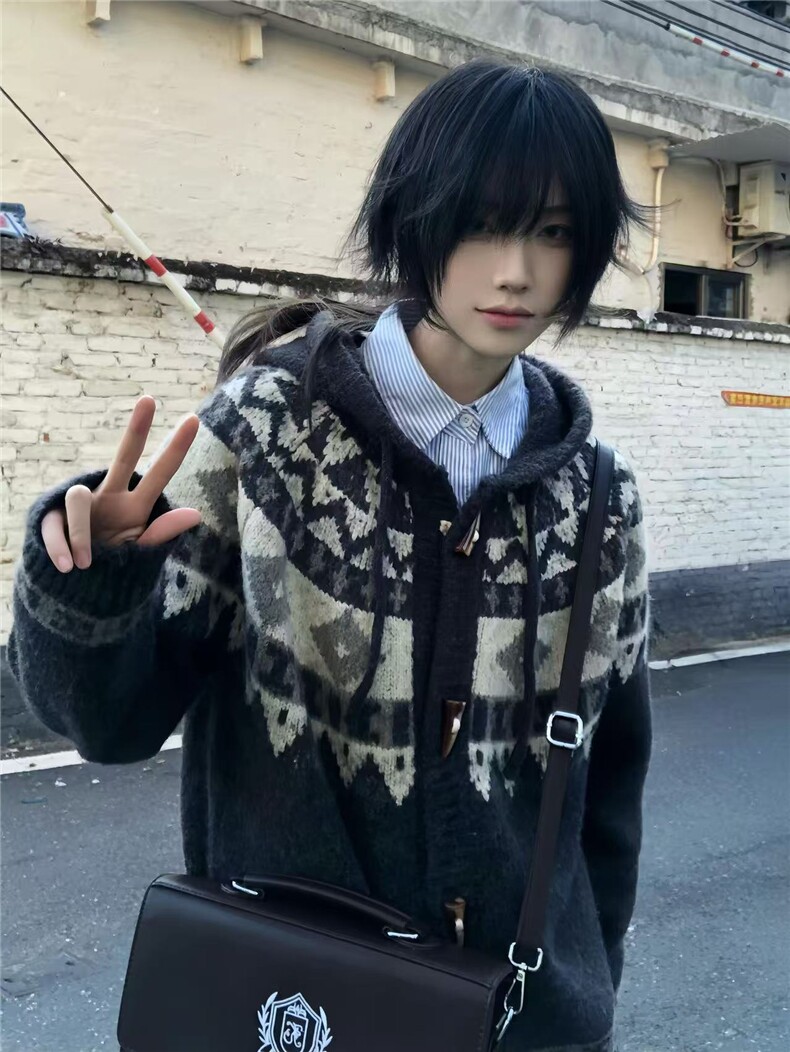 网图费尔岛牛角扣连帽毛衣男美式复古开衫针织外套MY1772-特P63,男装针织衫/毛衣,星座1007（原301D）