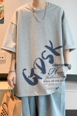已注册/夏季内景纯棉浅灰百搭宽松短袖T恤男圆领体恤衫DT9688/P25，男装T恤，电商B316
