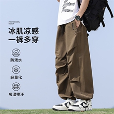 PaulFrank/大嘴猴美式伞兵工装裤男夏季薄冰丝直筒宽松阔腿休闲裤，女装休闲裤，星座1206（原A206）
