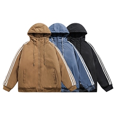 特批50冬季新款加厚保暖条纹休闲棉衣男女情侣款潮流中性风M8912，男装棉衣，电商A128