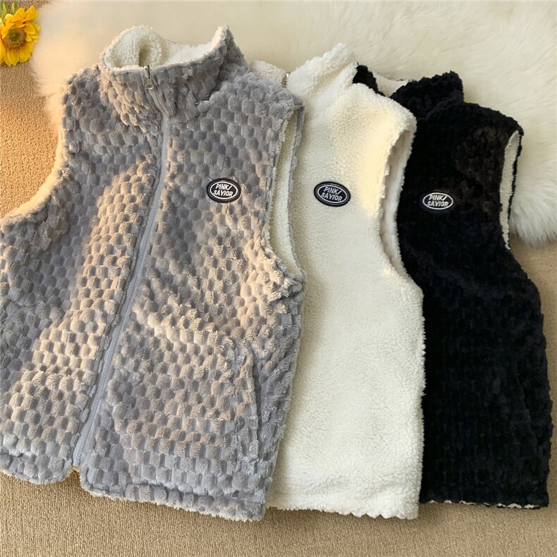 秋冬双面穿马甲加厚棉衣羊羔绒外套港风夹克1016-1MJ014P68K89,男装棉衣,星座1016-1（原电商B408-1）