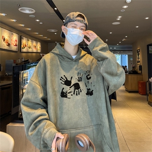 23/秋季360G麂皮绒印花宽松休闲连帽卫衣JWY3271 P50控69图片