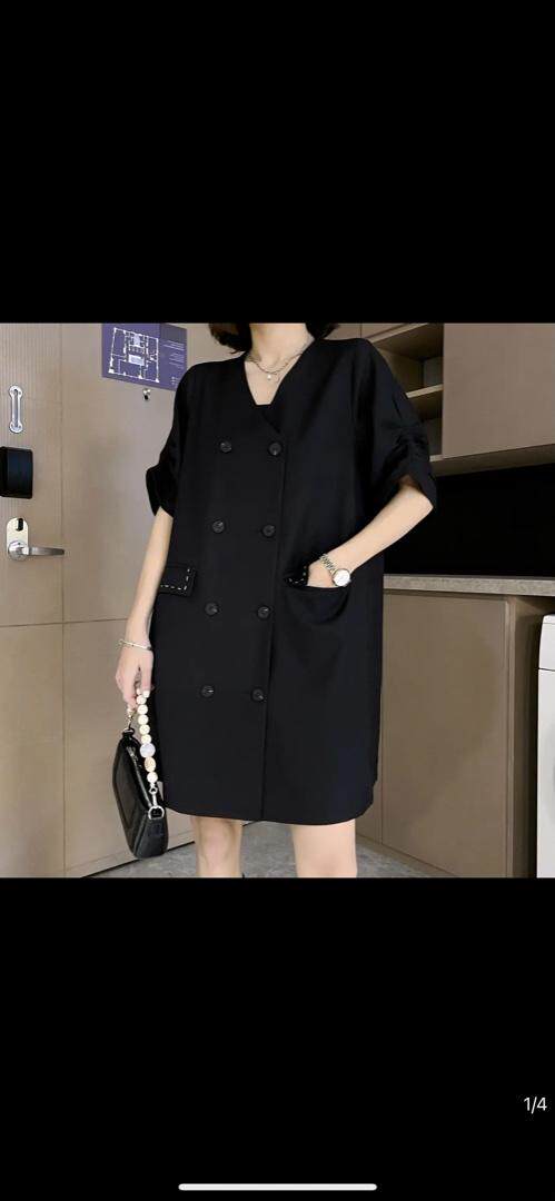 双排扣连衣裙，女装连衣裙，兰雨曦