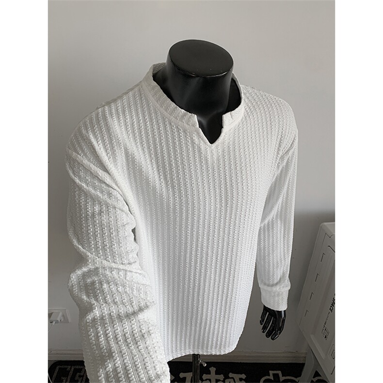 新款250g港风宽松肌理感百搭打底衫T6002特P13T6002J加绒特P20，男装T恤，电商A001-1