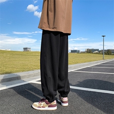 K6095/P45秋装新款拉链开叉韩版潮流休闲裤男宽松大码束脚裤子，男装休闲裤，电商A141