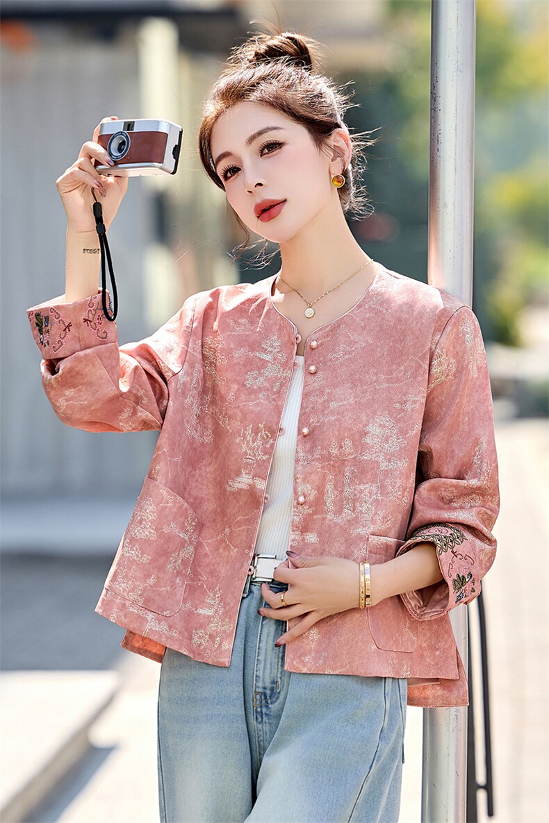 高级感新中式国风重工刺绣外套女早春新款时尚宽松独特小个子开衫,女装短外套,依如秀(原杭风阁)