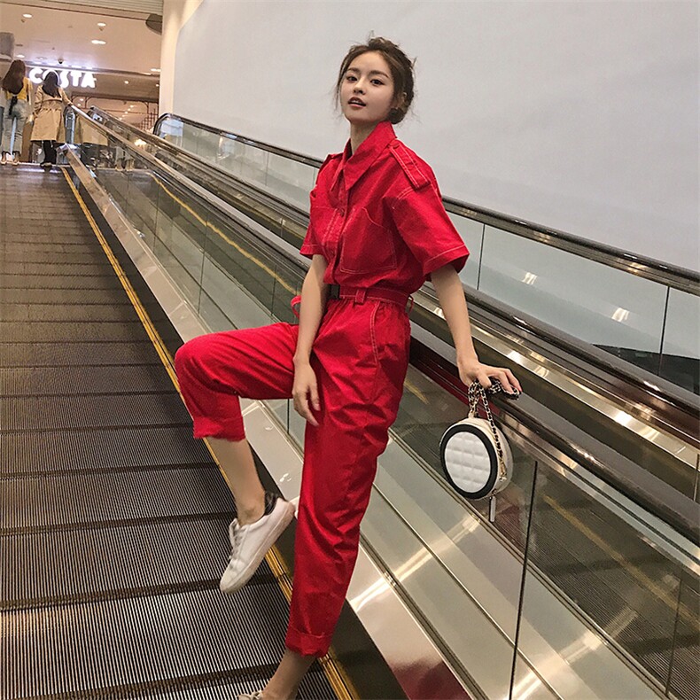 档口发图！薄款显瘦休闲收腰工装连体裤8505A-1919,女装连体裤,依依服饰