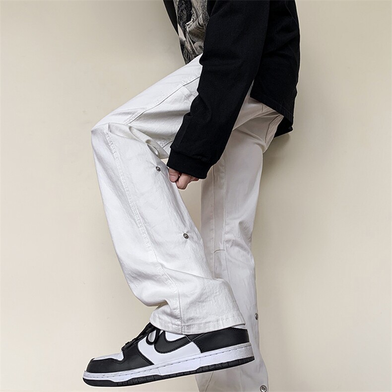 美式ins高街hiphop新款弹力修身直筒休闲裤货号K675P65,男装牛仔裤,电商A063