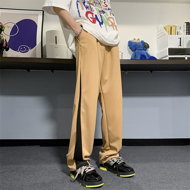 休闲裤2023夏季新款男装港风拼接直筒宽松大码长裤子K0190-P35,男装休闲裤,星座308B-1